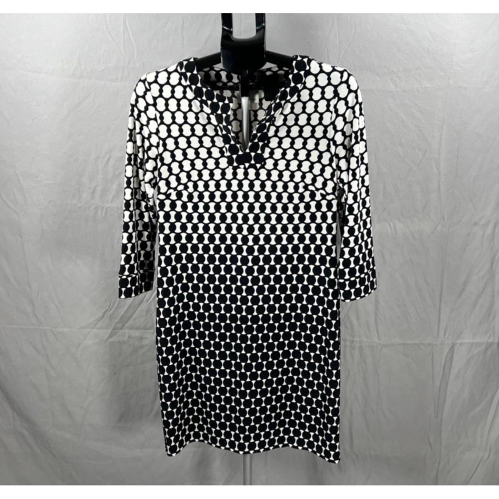 Donna Morgan Womens Geometric Dress Black/White Dots Size 14 Stretch